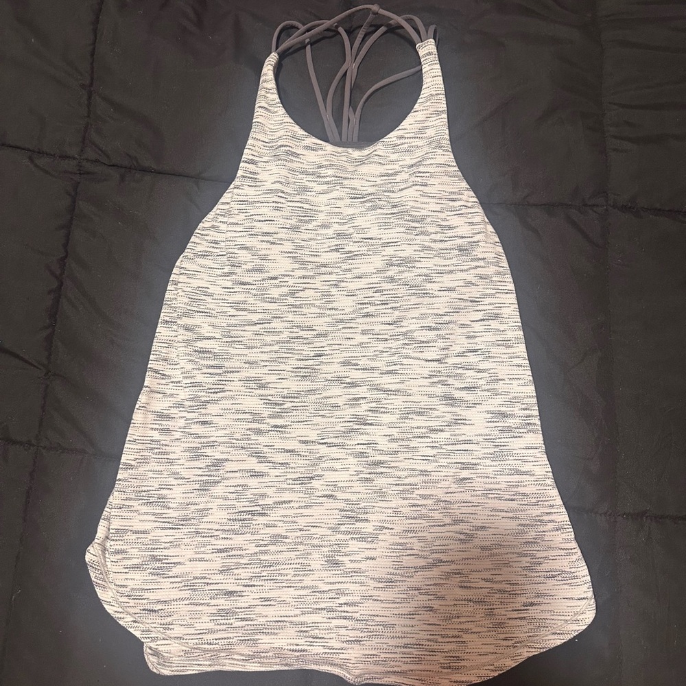 Women's lululemon Black and White Strappy Tank Top w built in bra